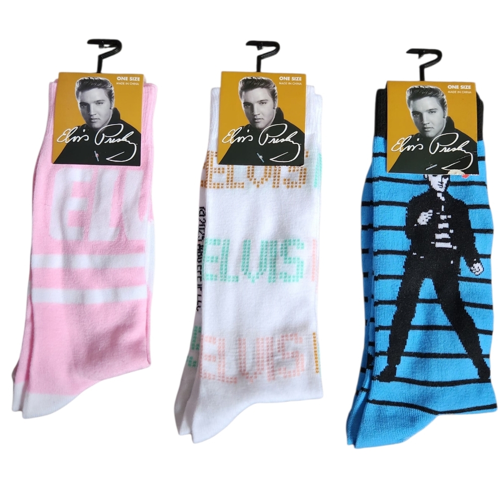 Elvis Presley Retro 1950s King of Rock‎ & Roll Design Novelty Crew Unisex Socks